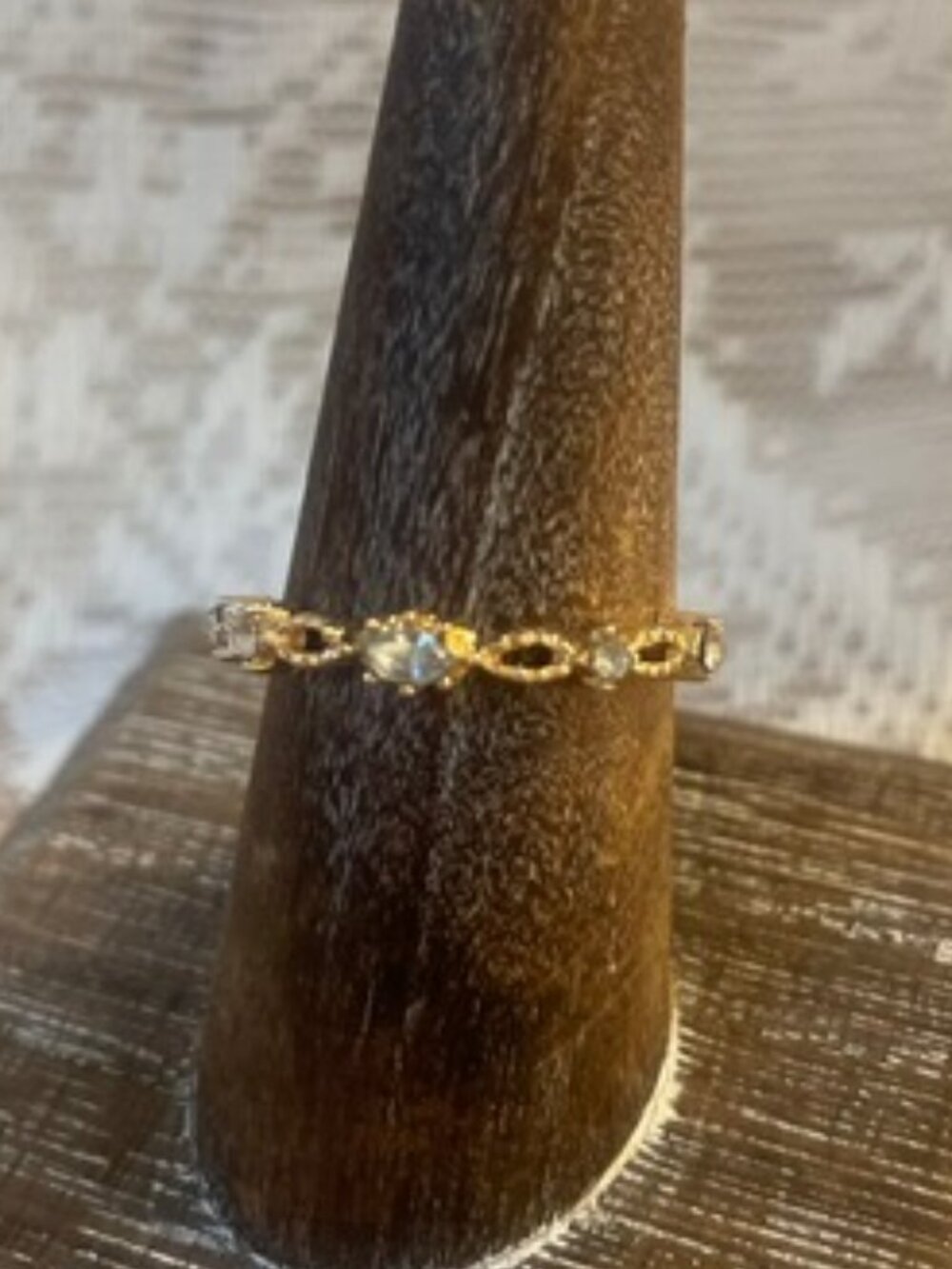 Dainty Gold Tone Crystal Eternity Band Ring